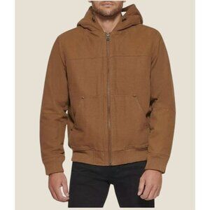 Levi's Men's Workwear Cotton Canvas Hooded Bomber Sherpa Lined Jacket Size XL